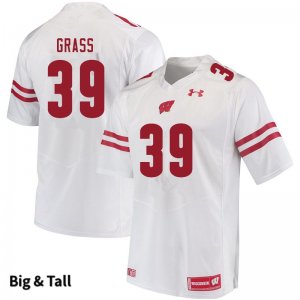 Men's Wisconsin Badgers NCAA #39 Tatum Grass White Authentic Under Armour Big & Tall Stitched College Football Jersey FX31B26ED